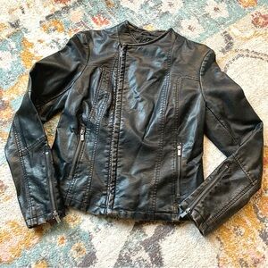 Express Women’s Dark Brown Faux Leather Moto Jacket Zipper Size S